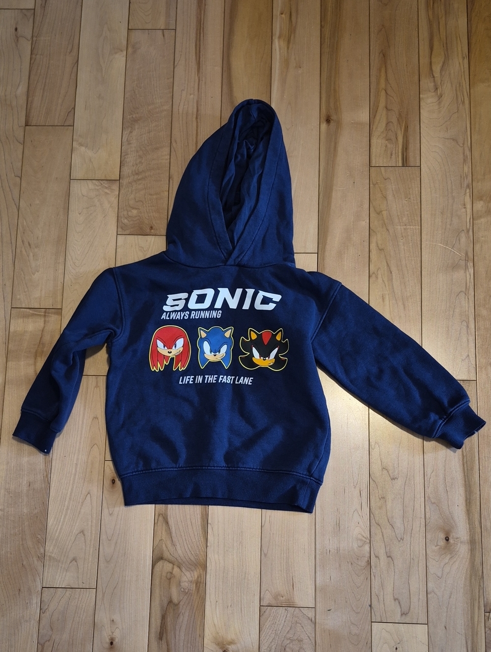 Boys Size 5T H&M Navy Blue Sonic Characters Hooded Sweatshirt